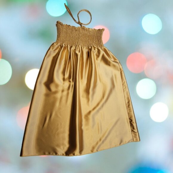 Gold Strapless Halter Tie Mini Dress  Size S/M - Picture 5 of 9